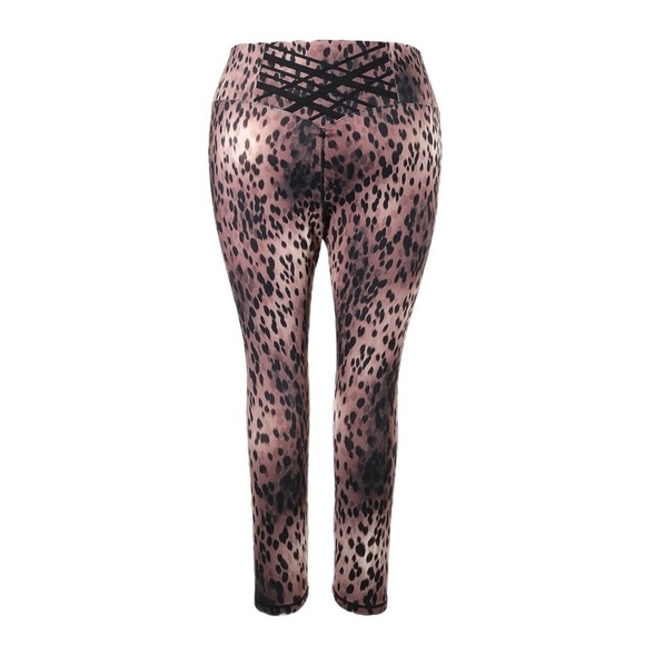 Fabletics Leggings Size 3X NWT Brown Animal Print Boost PowerHold Activewear - Picture 2 of 12